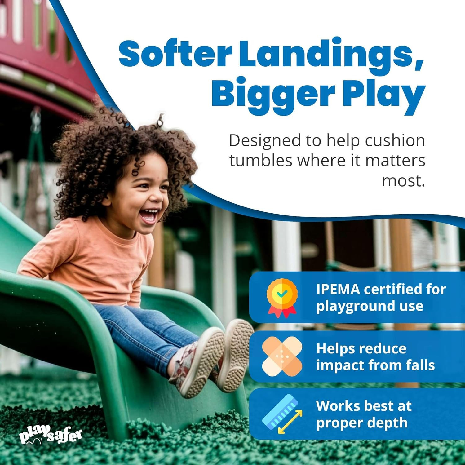 Rubber Mulch Nuggets Protective Flooring for Playgrounds, Swing-Sets, Play Areas