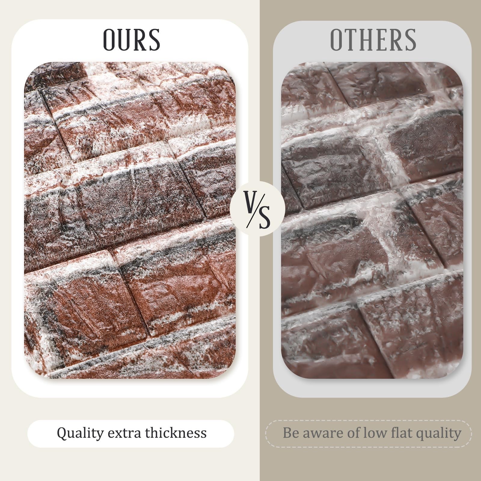 3D Foam Brick Wall Panels Waterproof Peel Stick 30 Pcs 28.8 Sq Ft Red for Living