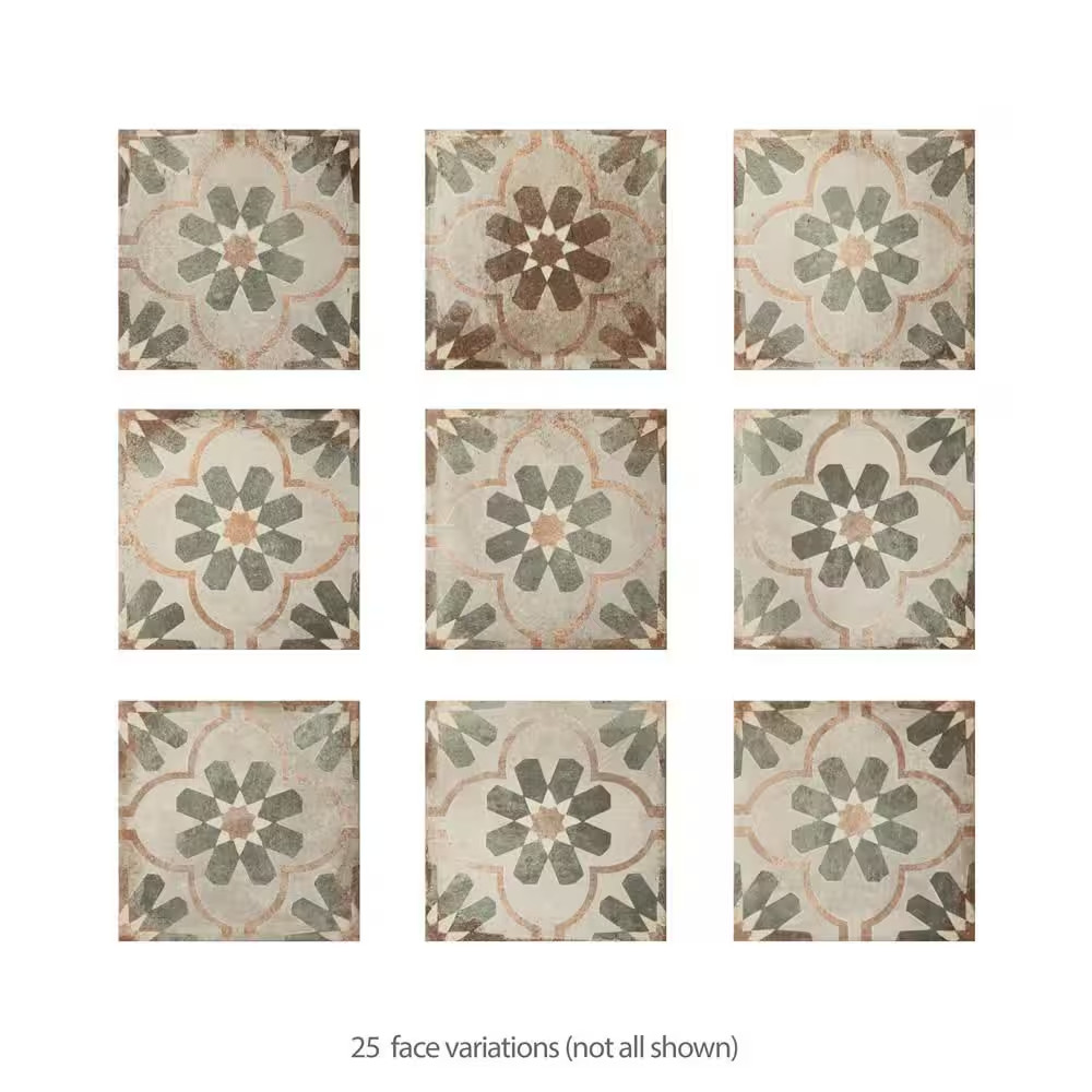 D’Anticatto Decor Florence 8-3/4 In. X 8-3/4 In. Porcelain Floor and Wall Tile (