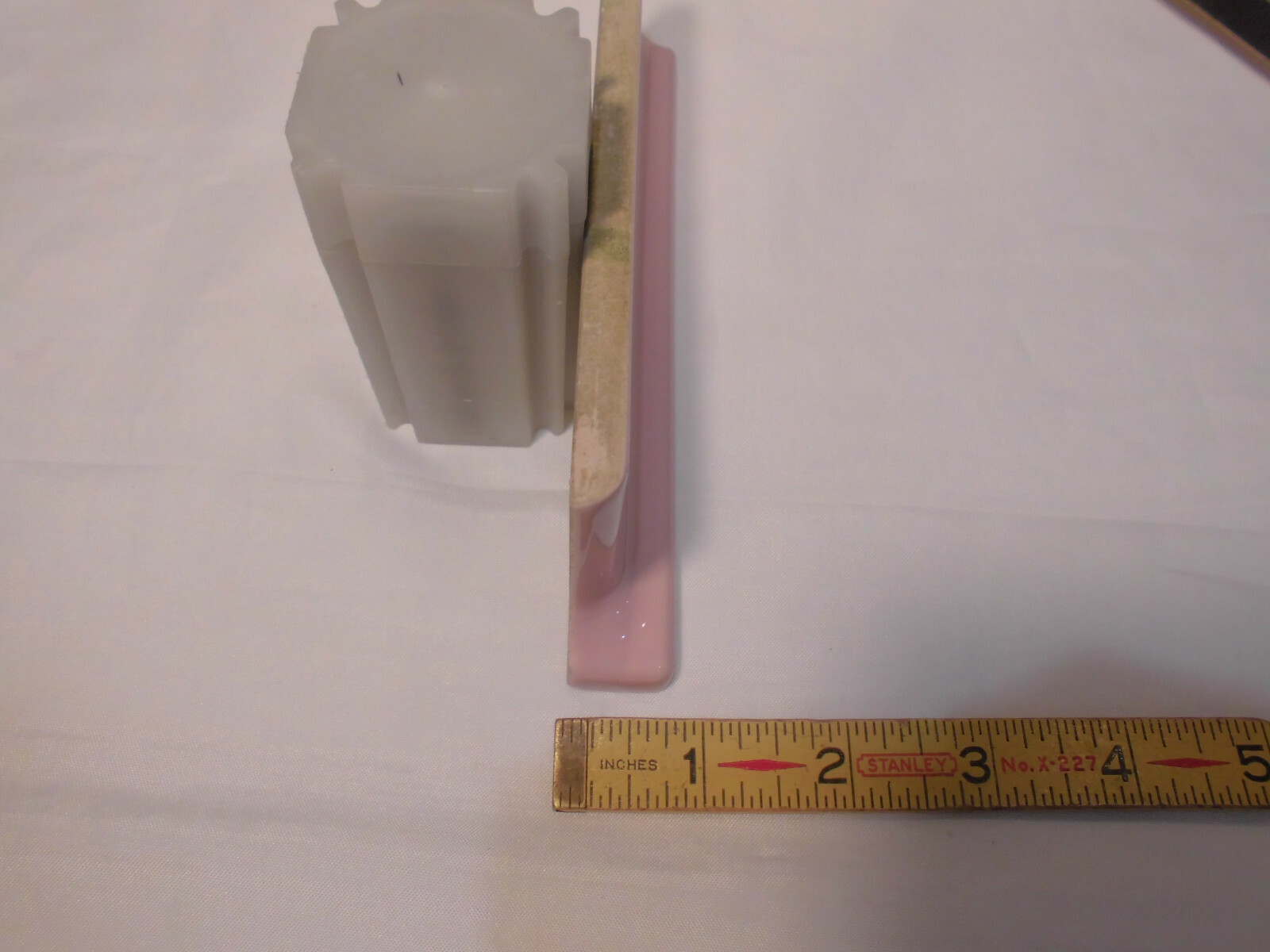 1 pc. Glossy Shell Pink 2” X 6-1/2” Ceramic Cove Base; Flat Tile; Flat Top, L