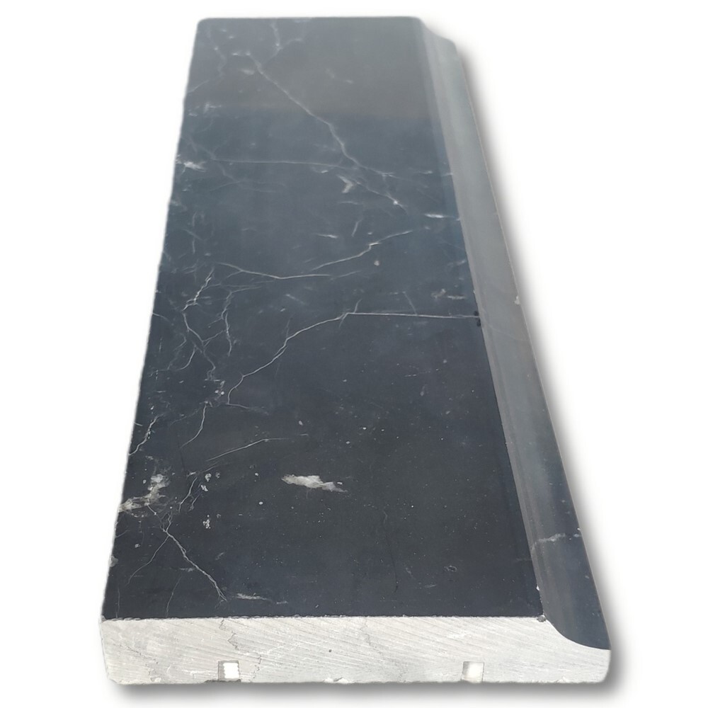 N11H Baseboard Nero Marquina Black Marble 4×12 Trim Molding Honed