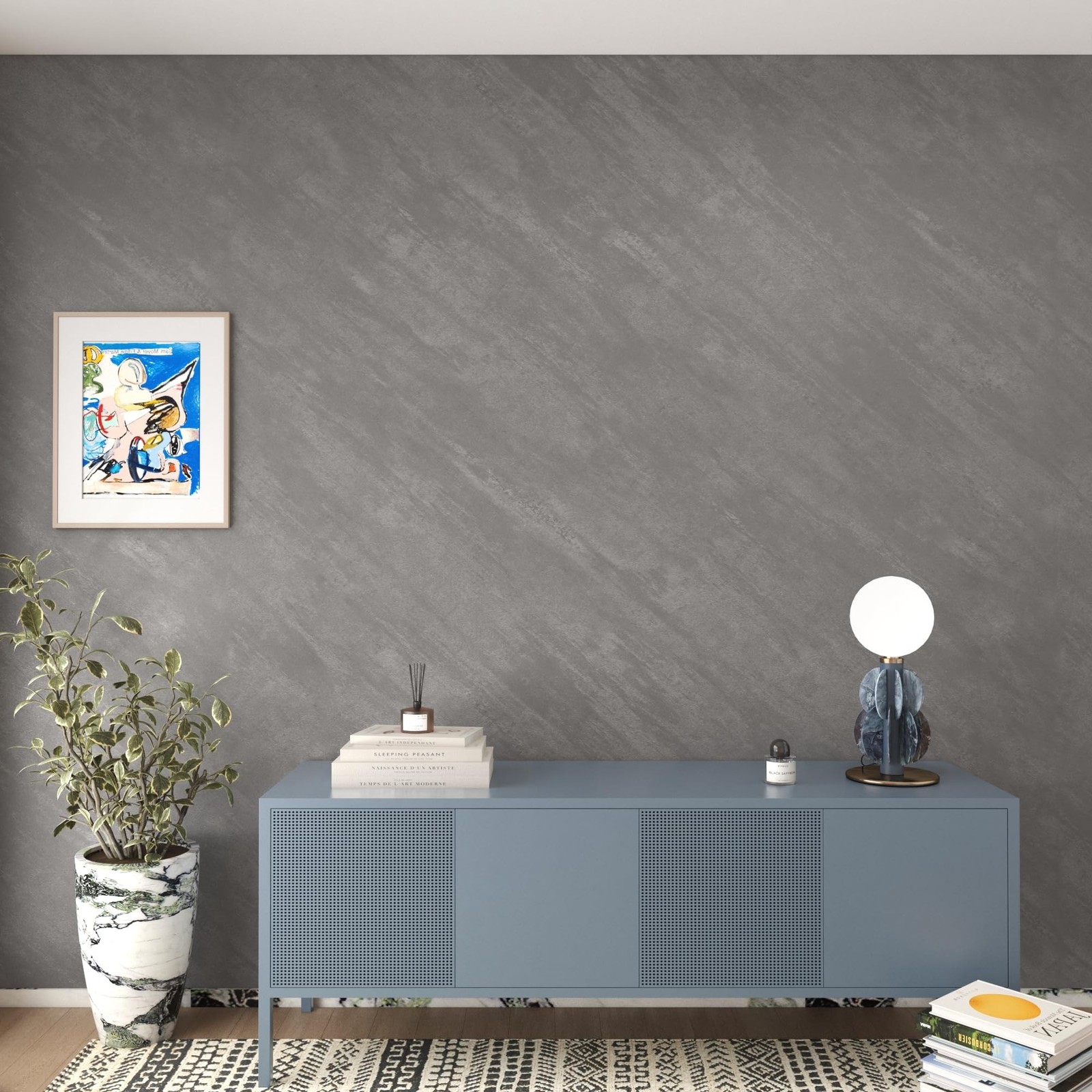 3yecao 16″×591″ Large Size Grey Concrete Wallpaper Peel and Stick 3D Thick