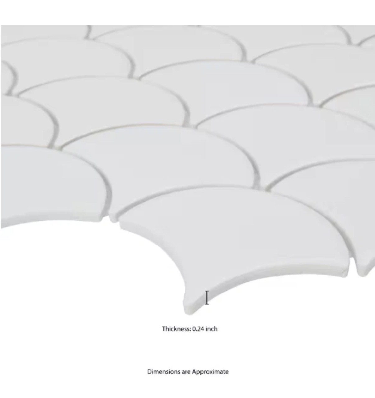 Lot of 15 pcs/box 10 in. x 13 in. x 0.24 white Glossy fish scale Mosaic Tile