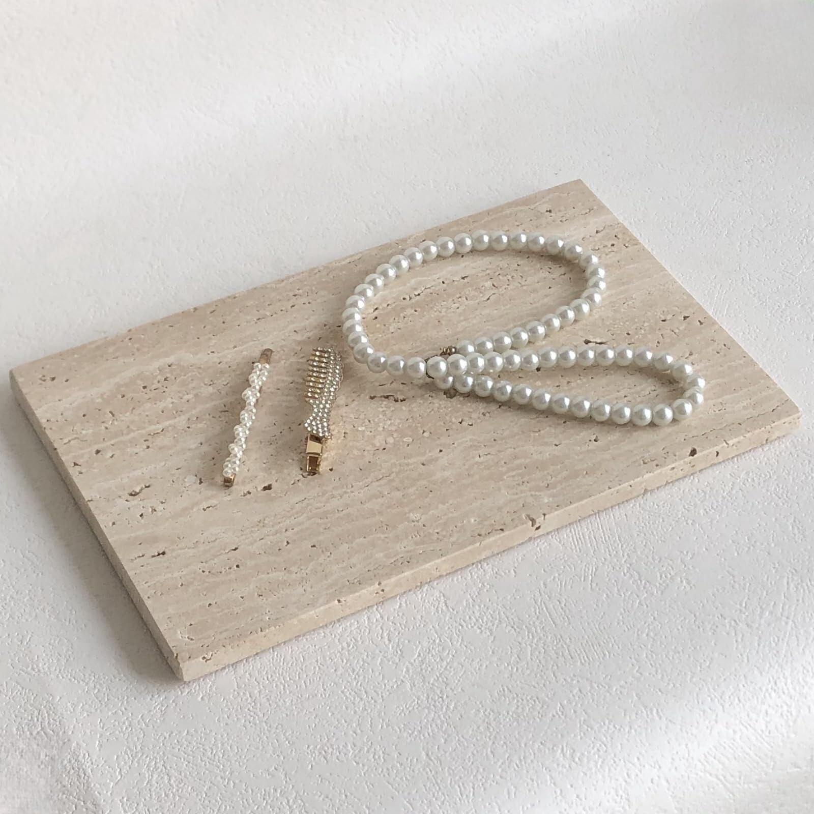 Hole Stone Right Angle Small Marble Slab Surface Plate with Non-Slip Mat Deco…