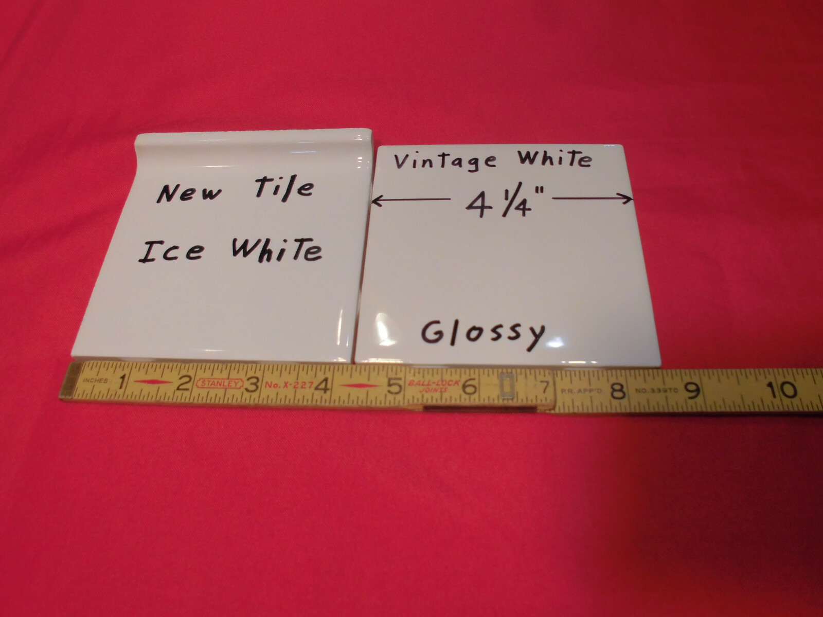 1 pc. Vintage White: 4-1/4″ Glossy Ceramic Tile from the 1990’s New Stock, USA