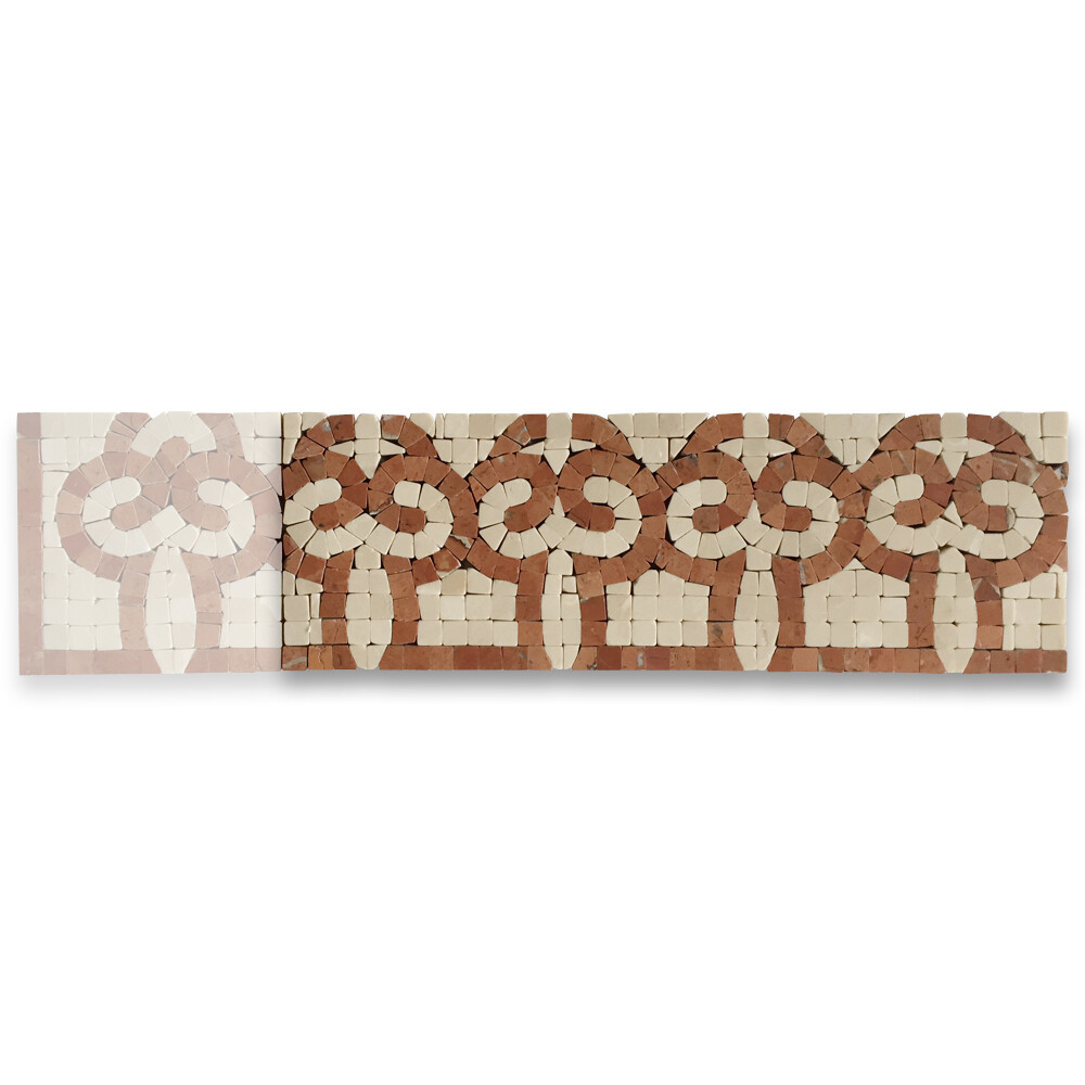 B0012P Marble Mosaic Border Bathroom Listello Tile Posy Rojo 4×12 Polished