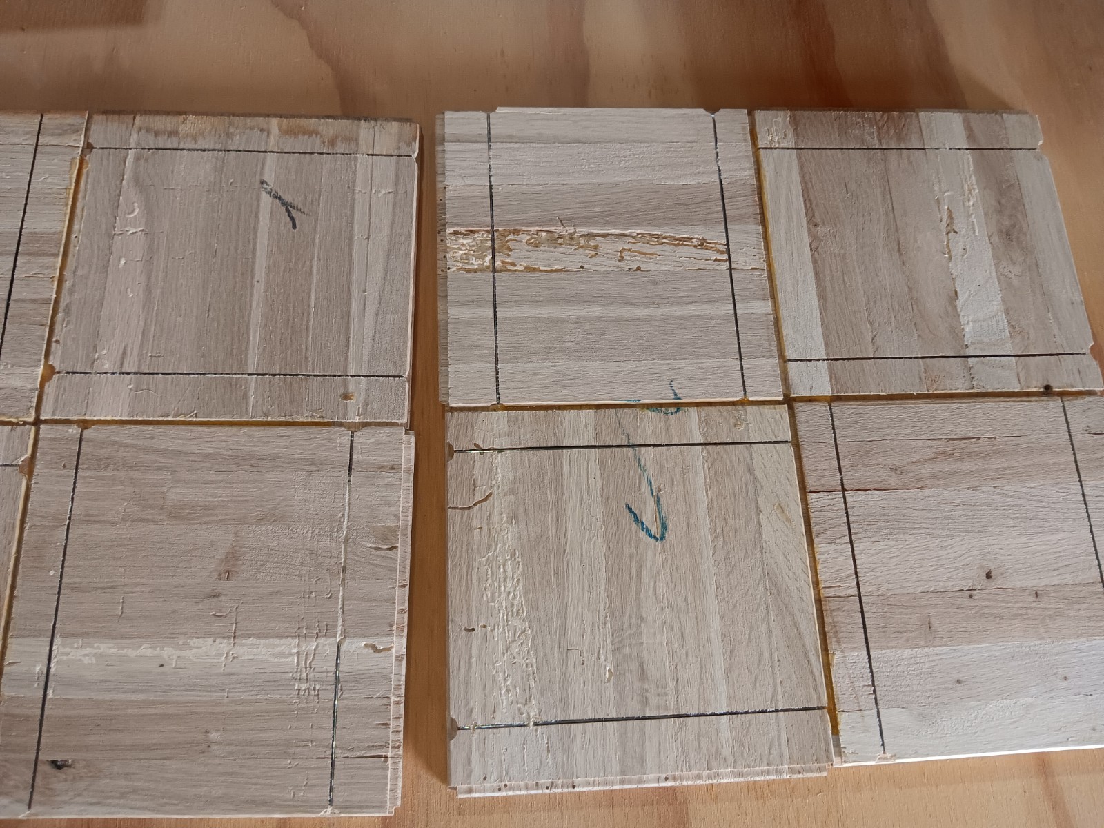 IMPERFECTS 20 Sq. Ft. CABIN GRADE Wood Borer WHITE OAK Parquet Flooring Unused