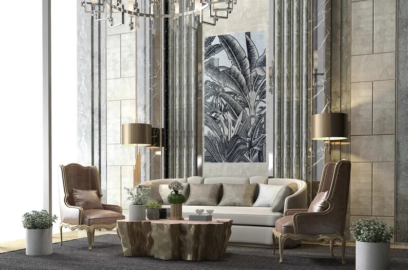 TREE MOSAIC BACKSPLASH | Banana And Palm Tree Artwork Mosaic Tiles