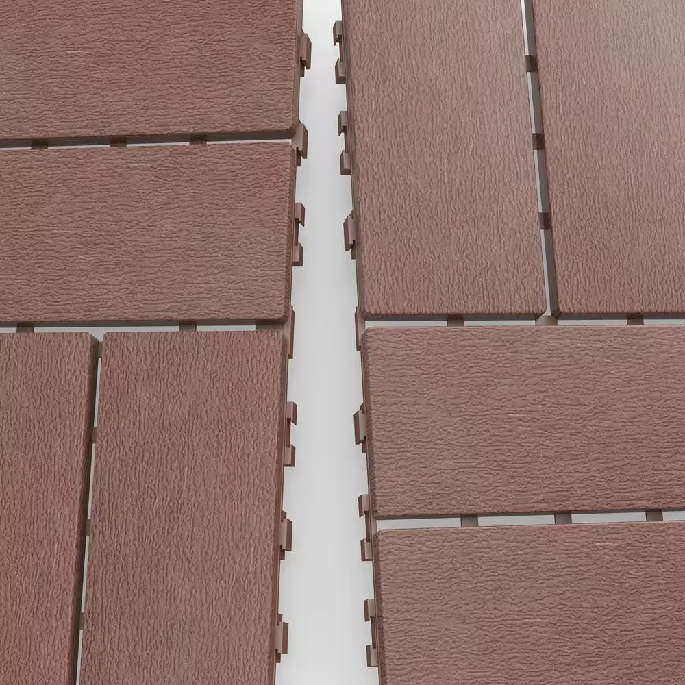 1 Ft. X 1 Ft. Outdoor Plastic Interlocking Deck Tile in Brown (44 Sq. Ft. per Bo