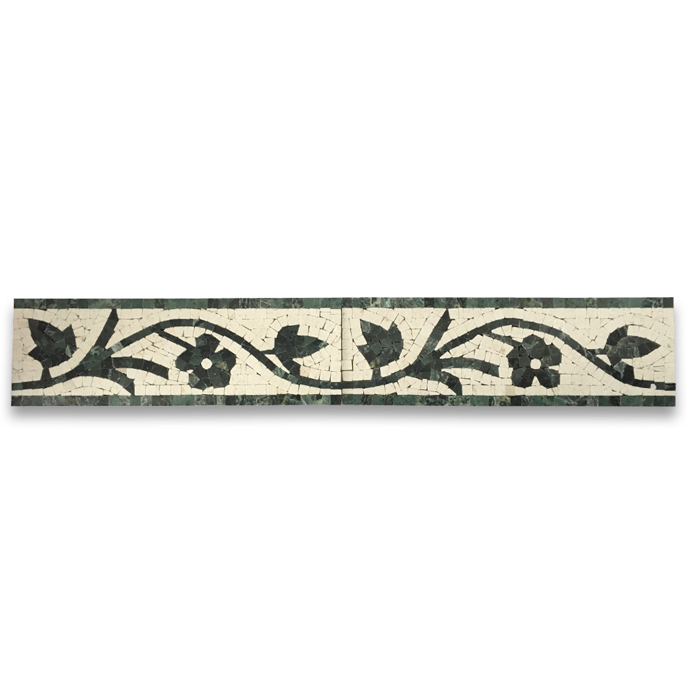 B0036P Marble Mosaic Border Listello Accent Tile Azalea Green 4×12 Polished