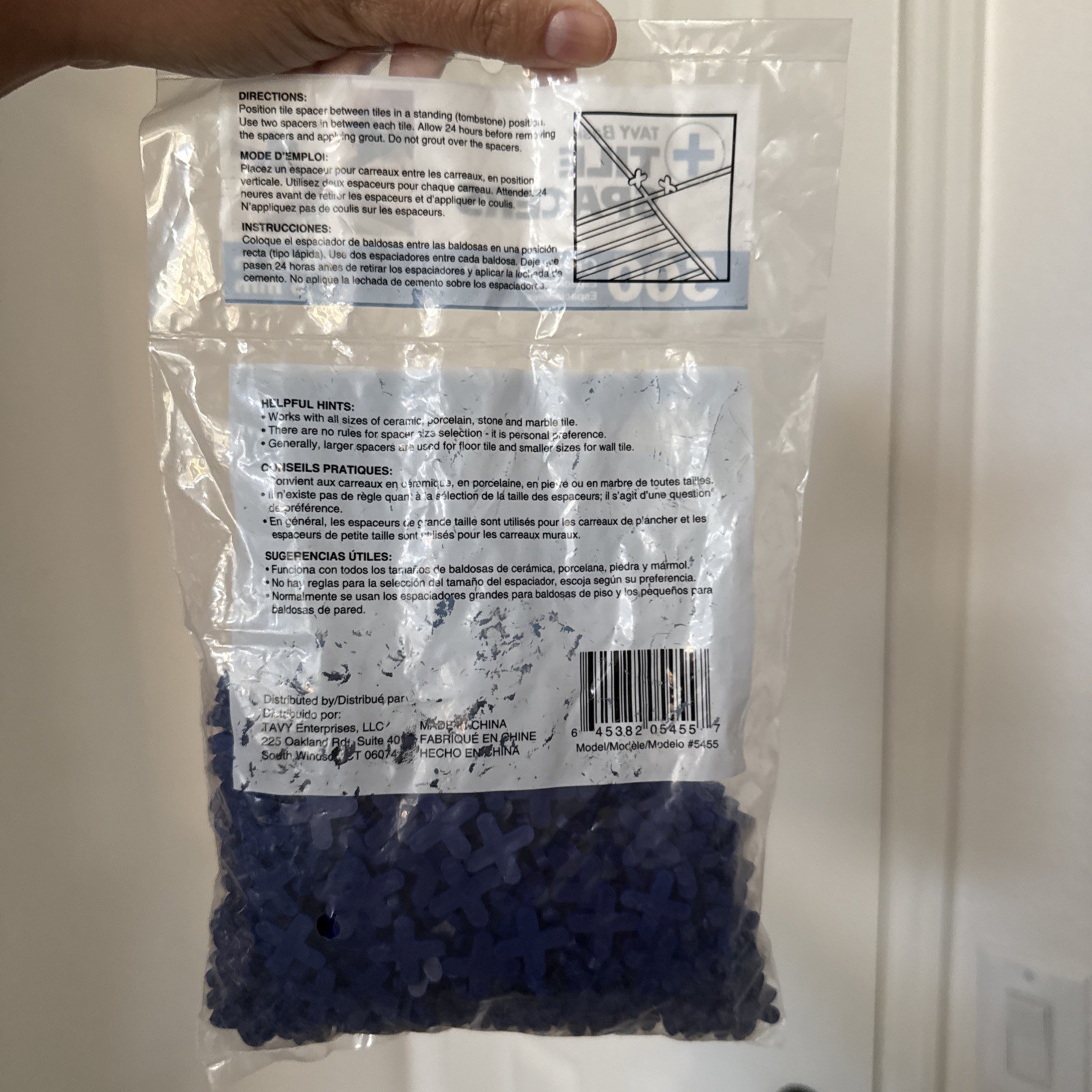 TAVY Basix 500-Pack 3/16″/ 5mm Blue Cross Plastic Tile Spacer NEW! FAST SHIP!