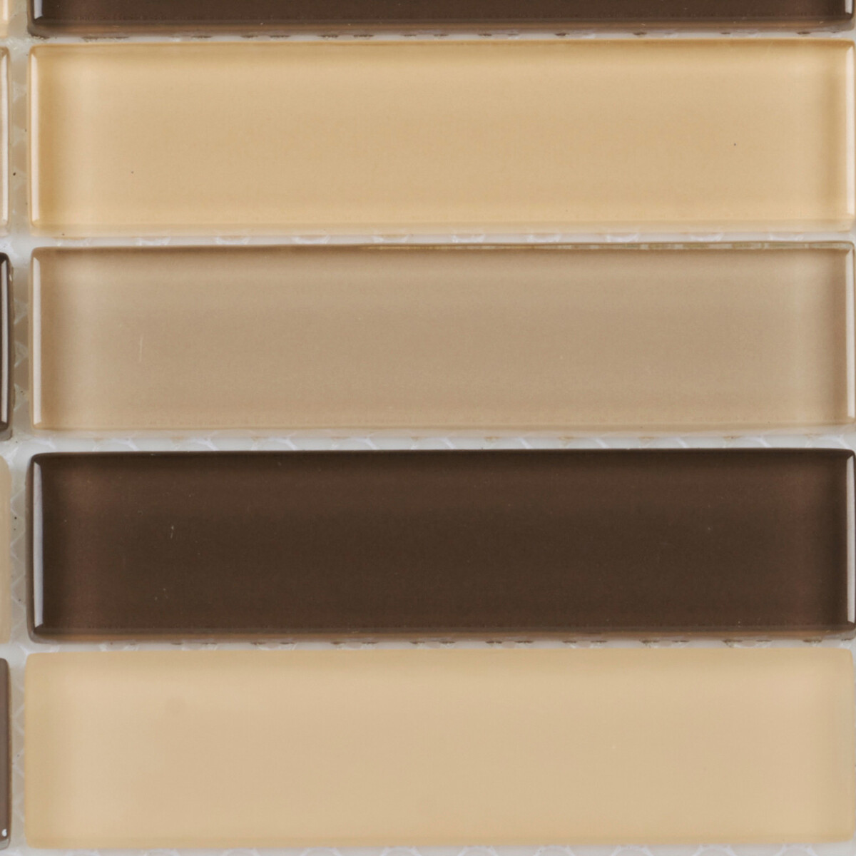 Beige Brown Cream Crystal Glass Mosaic Tile Matte Stacked Kitchen Backsplash
