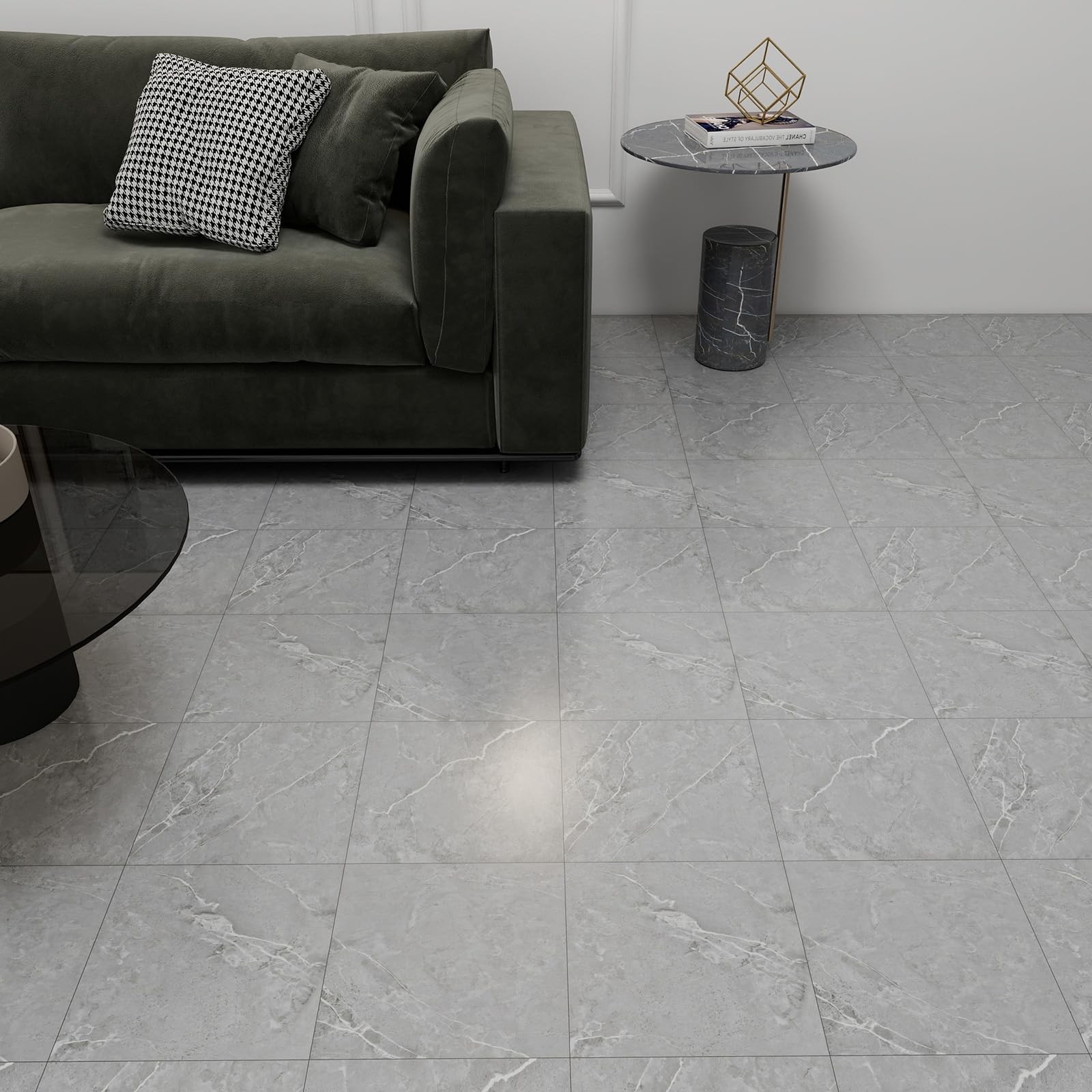 20-Pack 12″x12″ Marble Peel and Stick Floor Tiles Waterproof Self Adhesive Vi…