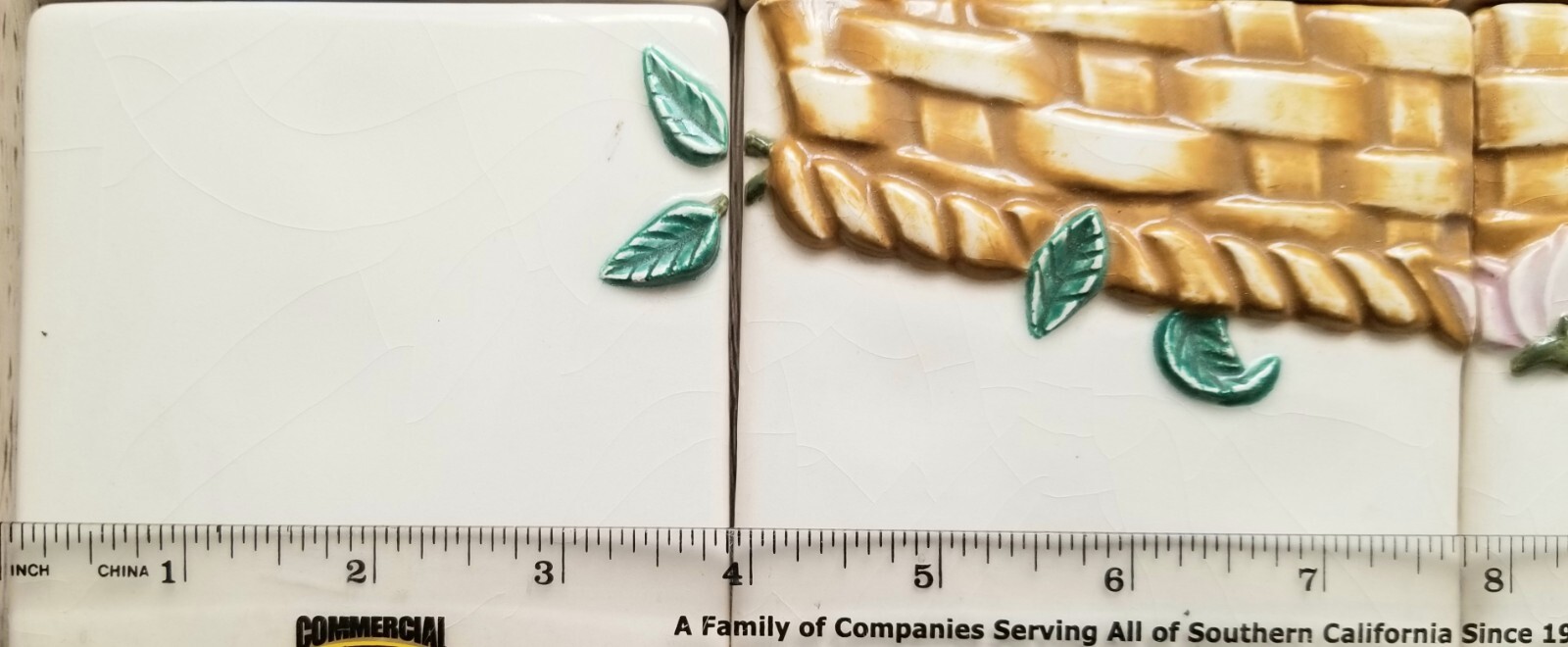 Ceramic Backsplash Tile Mural 3D HAND MADE Flower Basket Kitchen or Wall Install