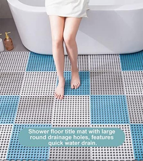 12 Pack 11.8″ x 11.8″ Interlocking Floor Tiles with Drain Holes Soft PVC Non …