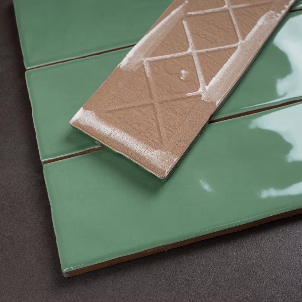 Borgo Subway Jade Green 2.6 In. X 7.9 In. Polished Porcelain Floor and Wall Tile
