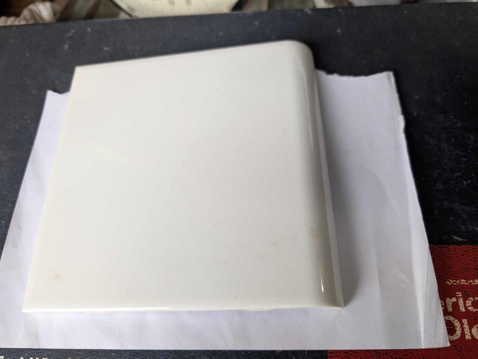 1 pc NEW American Olean #25 Ice White A3602 Ceramic Tile MUD BULLNOSE 6″X6″