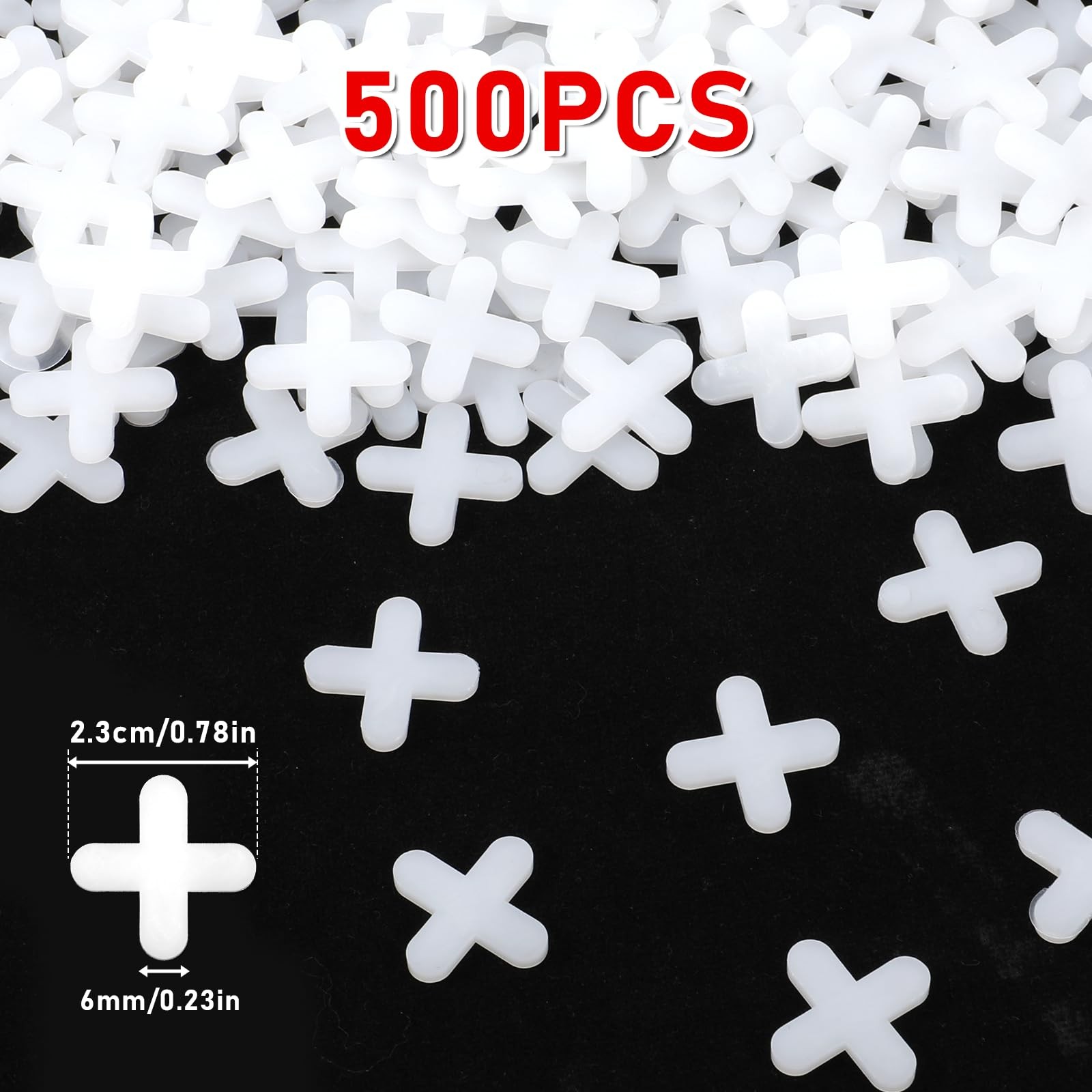 1/4 Inch Tile Spacers, 500 Pcs Cross Leveling Clips Floor Wall