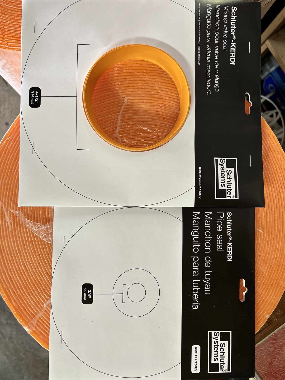 Schluter KERDI Pipe Seal 3/4 and Mixing Valve Seal 4-1/2″ Pack of 2 pieces lot