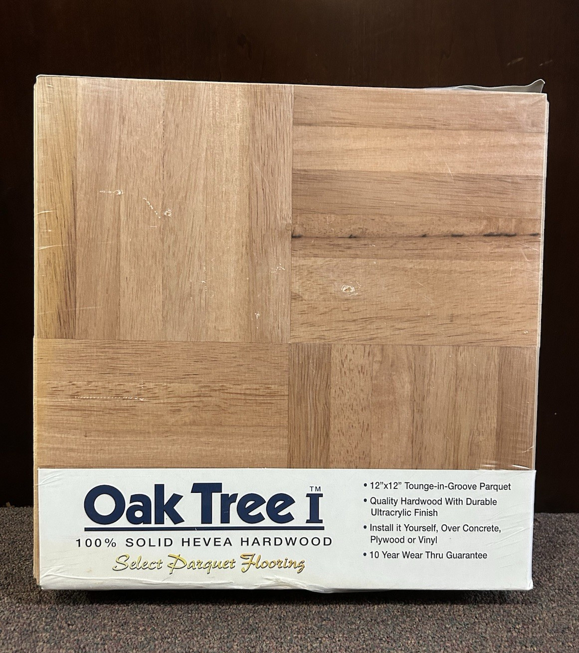 OakTree “Sun Exposure” Hevea Parquet Tile Flooring (10 Tiles/Package) CHESTNUT