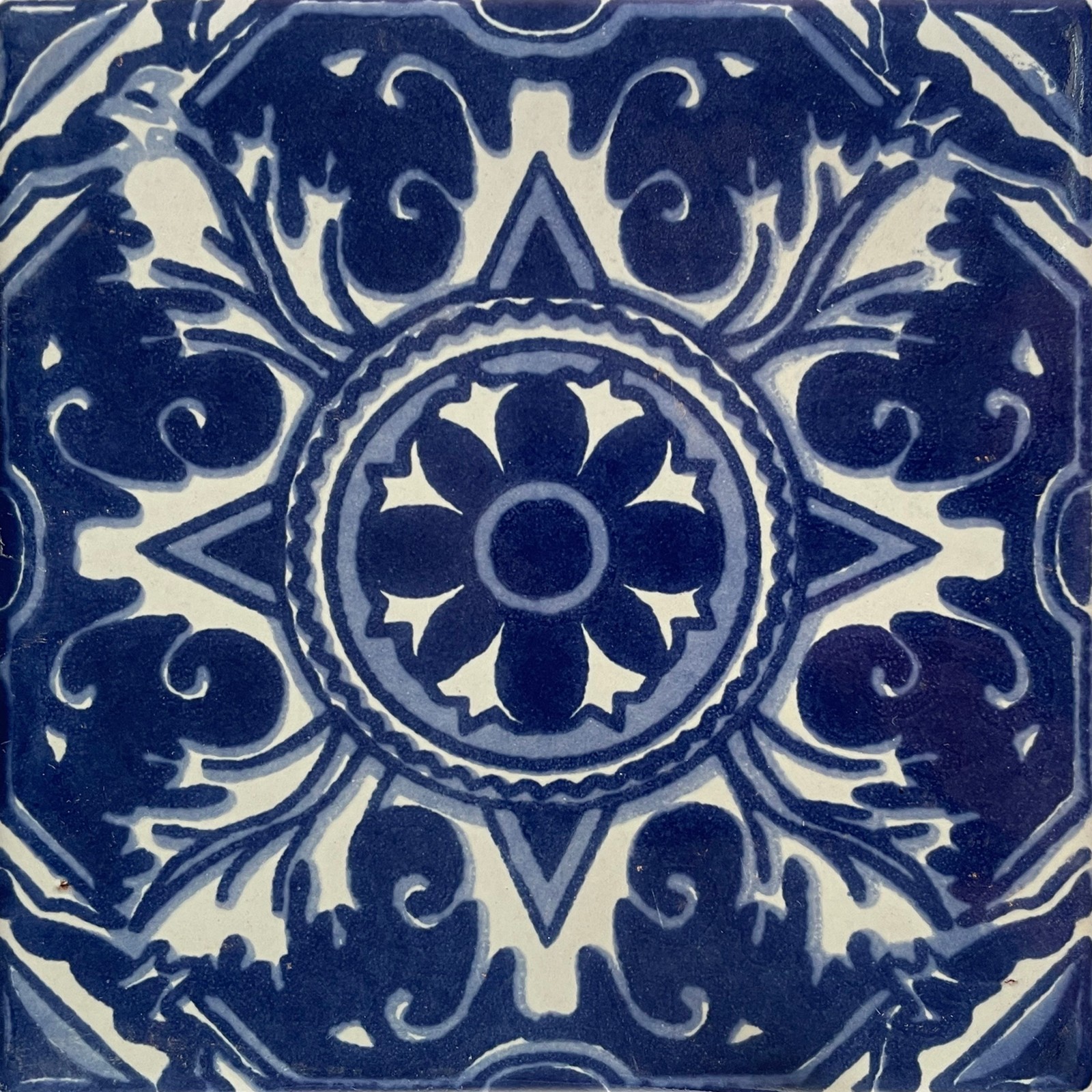 4.2×4.2 9 pcs Blue Forest Mexican Clay Tile Handmade Talavera Backsplash Mosaic