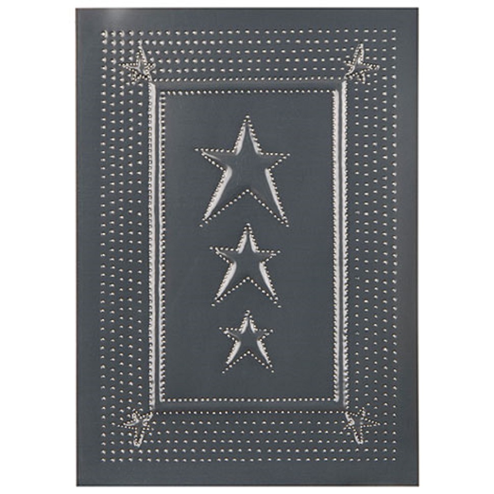 4 PUNCHED TIN PANELS Handcrafted Vertical Country Star Design in 2 Finishes USA