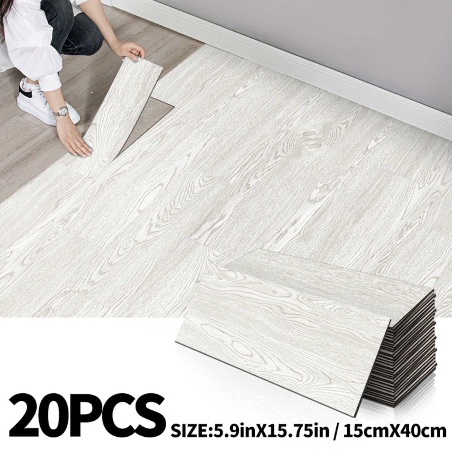 [Wood Grain Flooring Tiles]20pcs Wood Grain SelfAdhesive Flooring Tiles