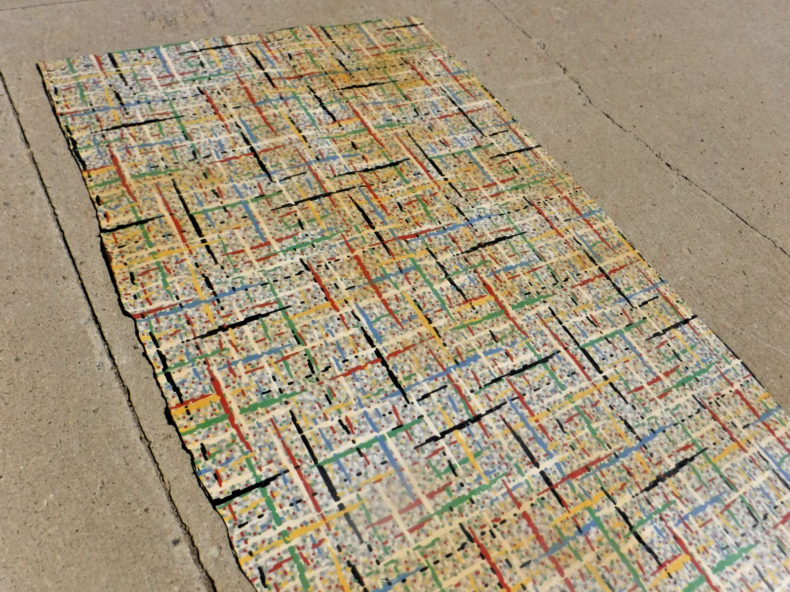 VTG~LINOLEUM FLOORING~M PIECE~33″x 58″~1950-60~MOVIE SET~MCM~GRAY GRID~PRIMARY C