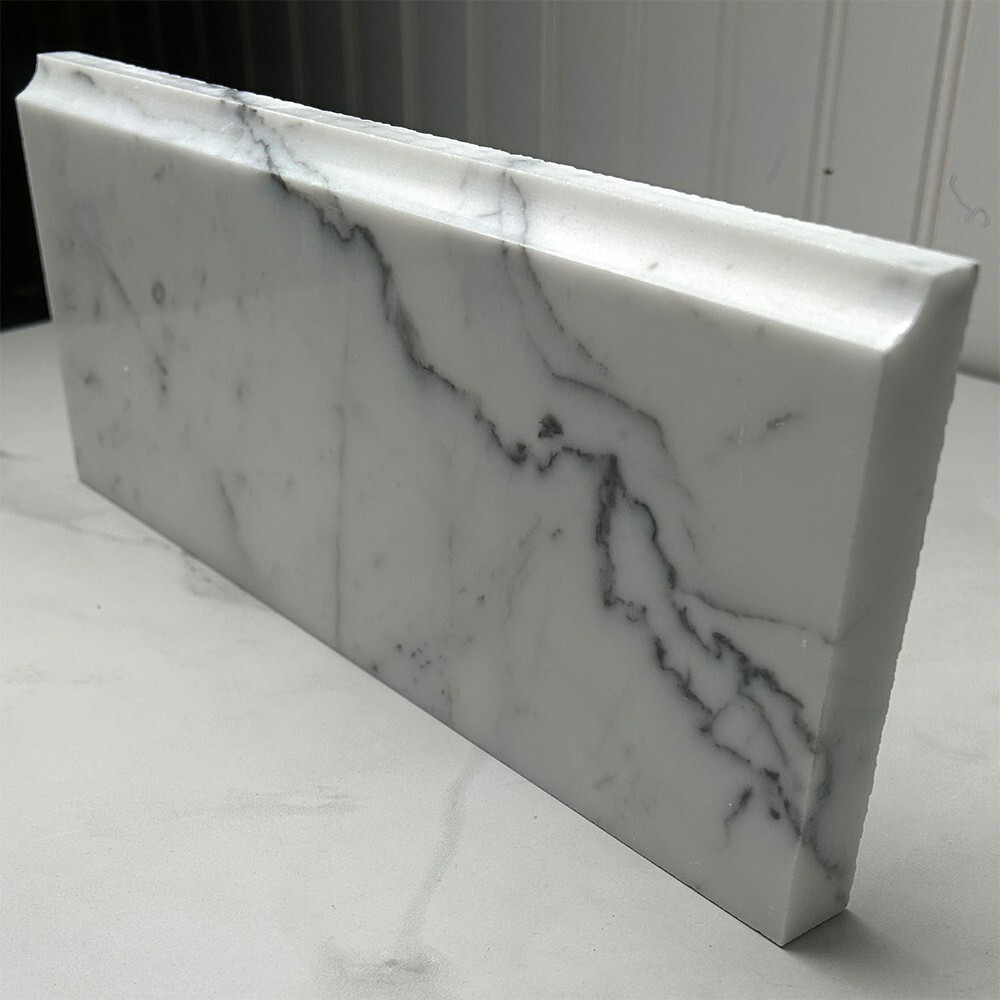 L12P Statuary White Marble 5×12 Baseboard Trim Molding Polished
