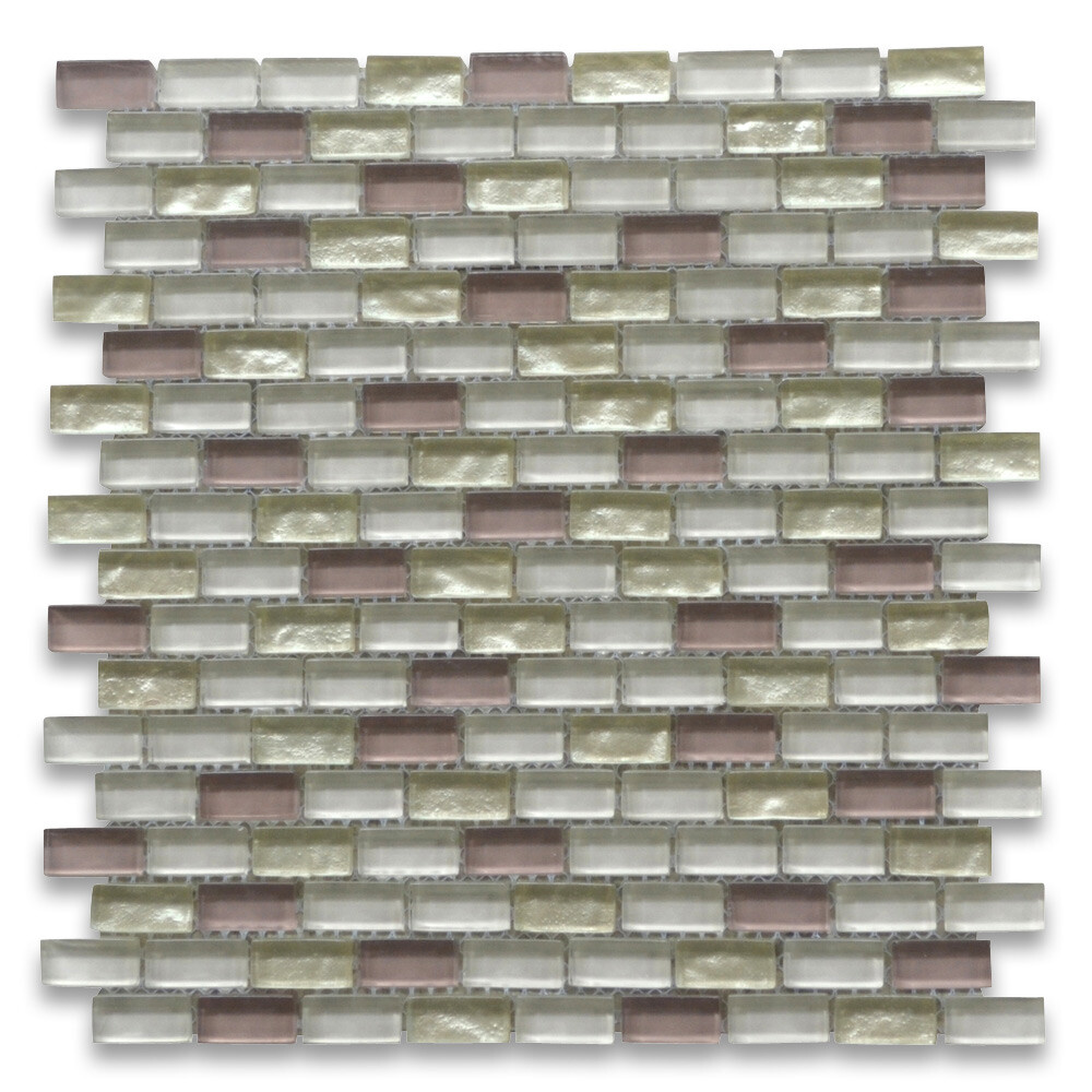 A62005 Glass Mosaic Tile Pink Light Yellow & Beige Glass Accent Backsplashes