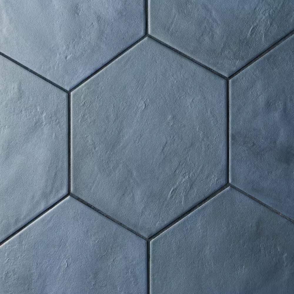 Dash Blue Ocean 8.5 In. X 9.84 In. Matte Hexagon Porcelain Floor and Wall Tile (