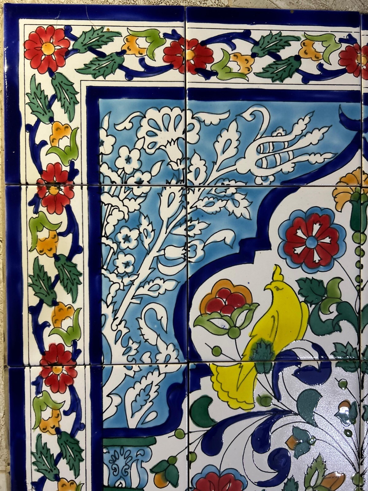 24″ x 30″ Ceramic Tile Mural Backsplash Art Wall Panel Hand Painted Flowers Tile