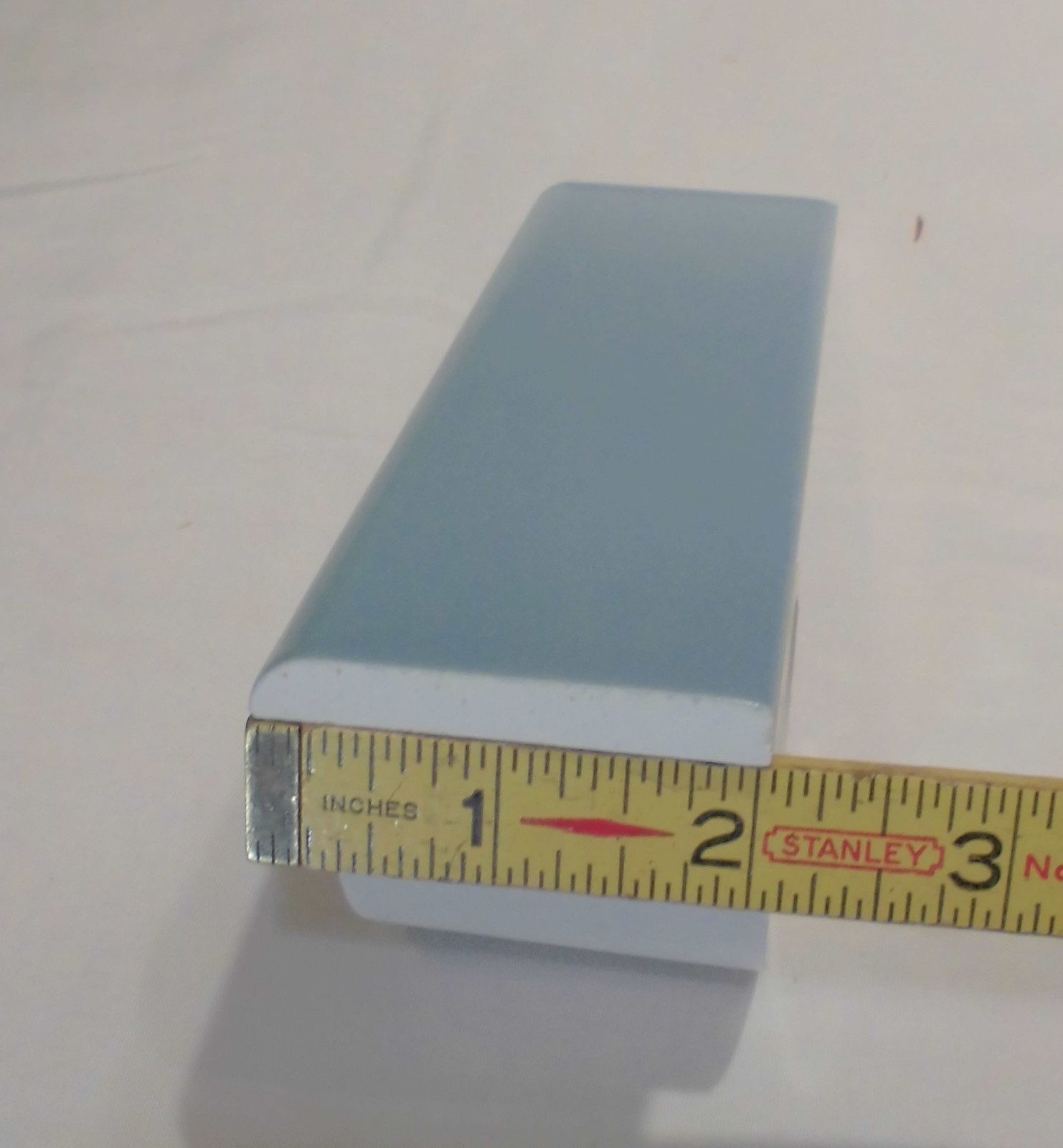 6 pcs. Matte *Blue Denim* Ceramic Cap Bullnose Trim tile by Mid-State NOS