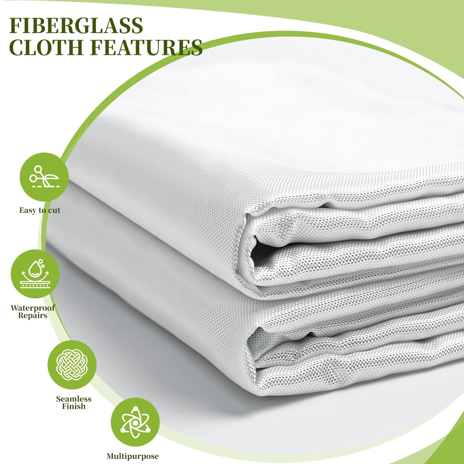 Fiberglass Cloth, 50 Inch x 6 Feet, 6 Oz E-Glass Plain Weave 2 Yard, White