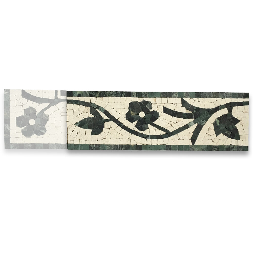 B0036P Marble Mosaic Border Listello Accent Tile Azalea Green 4×12 Polished