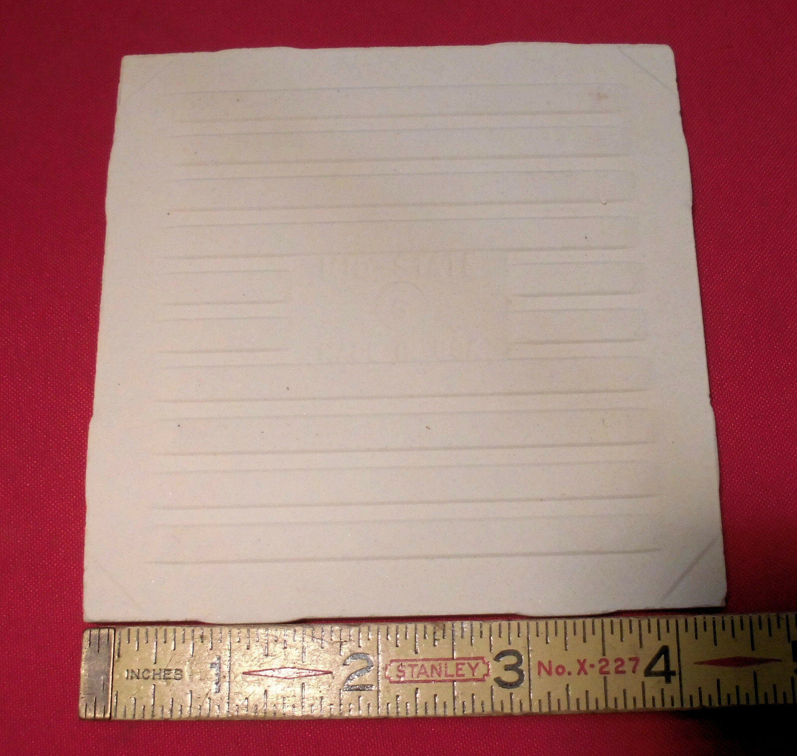 1 pc. *Almond* Glossy 4-3/8″ Ceramic Tile by Mid-State Co.; New Old Stock USA