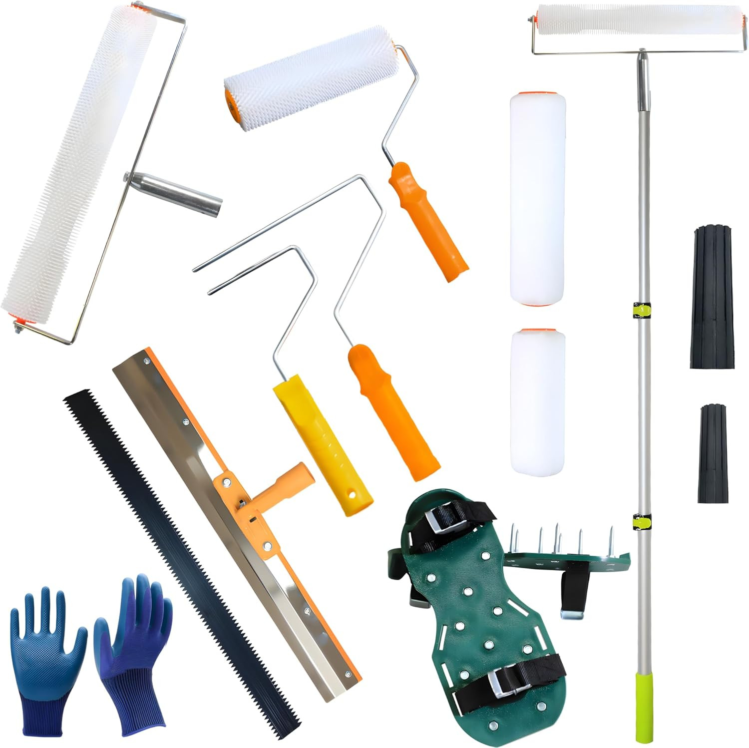 Self Leveling Cement Tool Kit,Epoxy Flooring Tool Kit,Self-Leveling Rake,Spike S