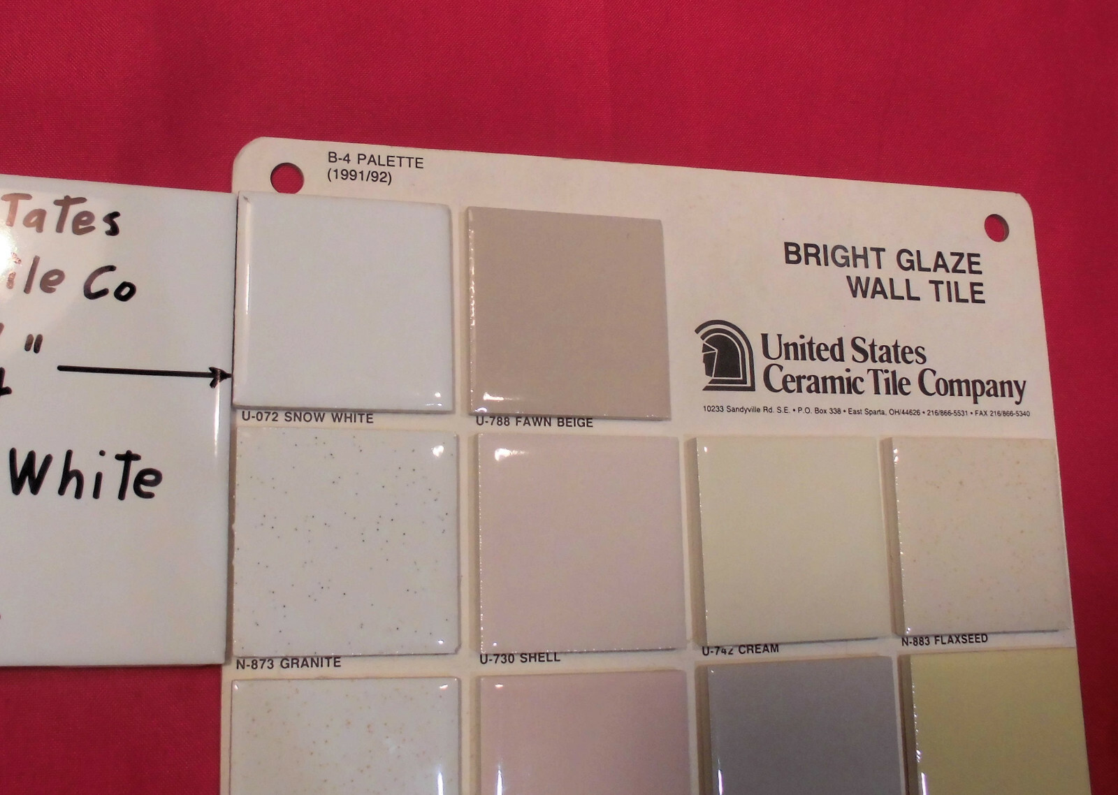 5 pack: Glossy Ceramic Tiles *Snow White* 4-1/4″ From the 1990’s Made in U.S.A.