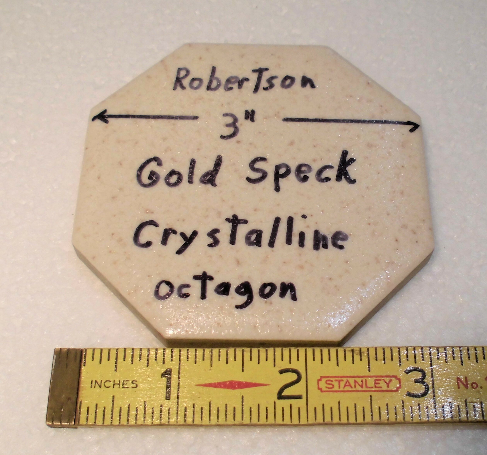1 pc. Gold Speck – Dust; Octagon Ceramic Tile 3″ by Robertson, Crystalline: NOS