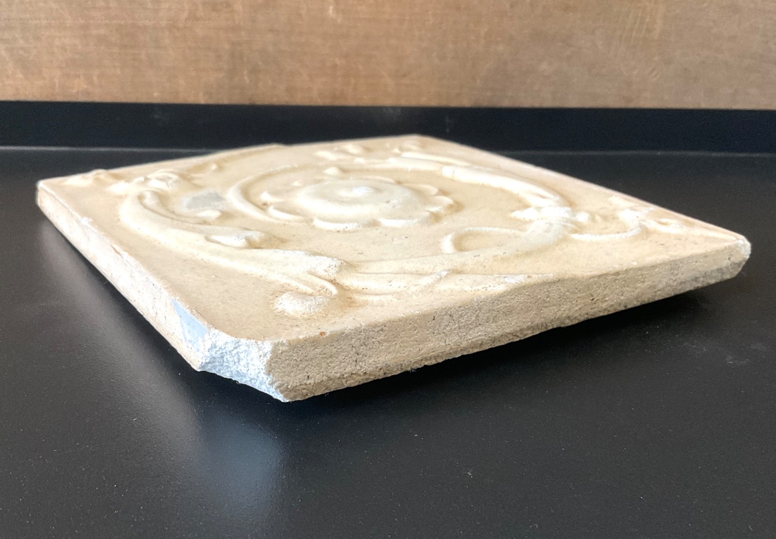 Vintage Tile Architectural Salvage Stone Cast Victorian Style 6” Rosette Tile