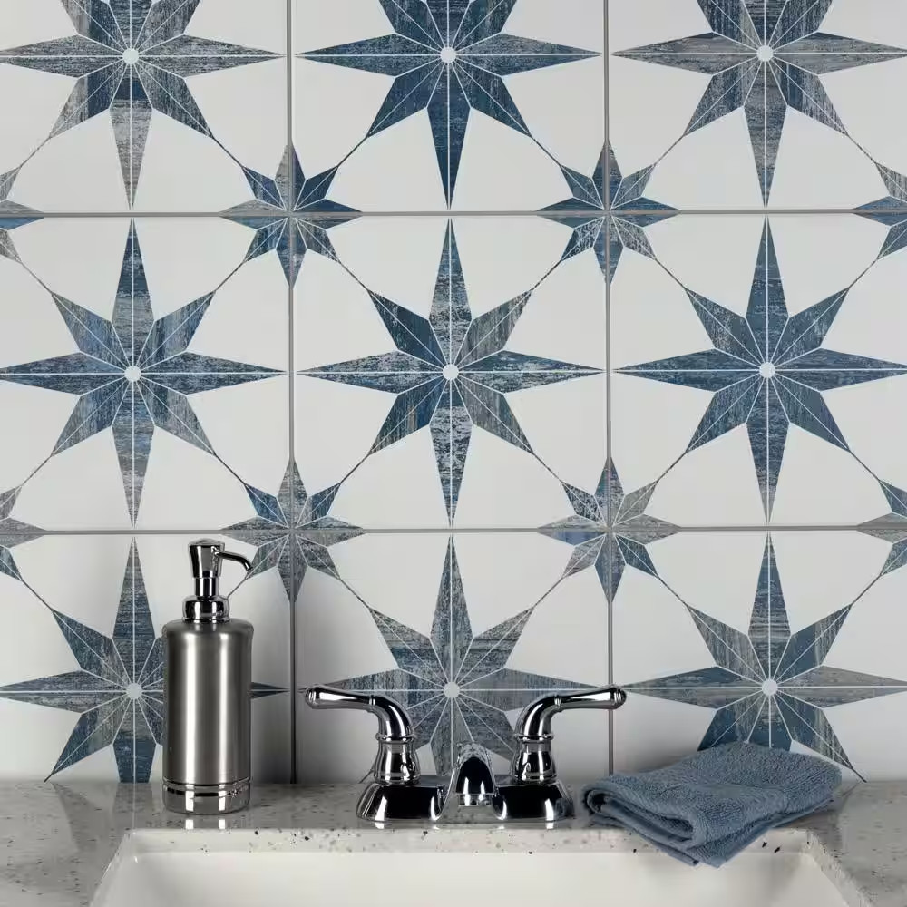 Cassis Stella Blue 9-3/4 In. X 9-3/4 In. Porcelain Floor and Wall Tile (10.88 Sq