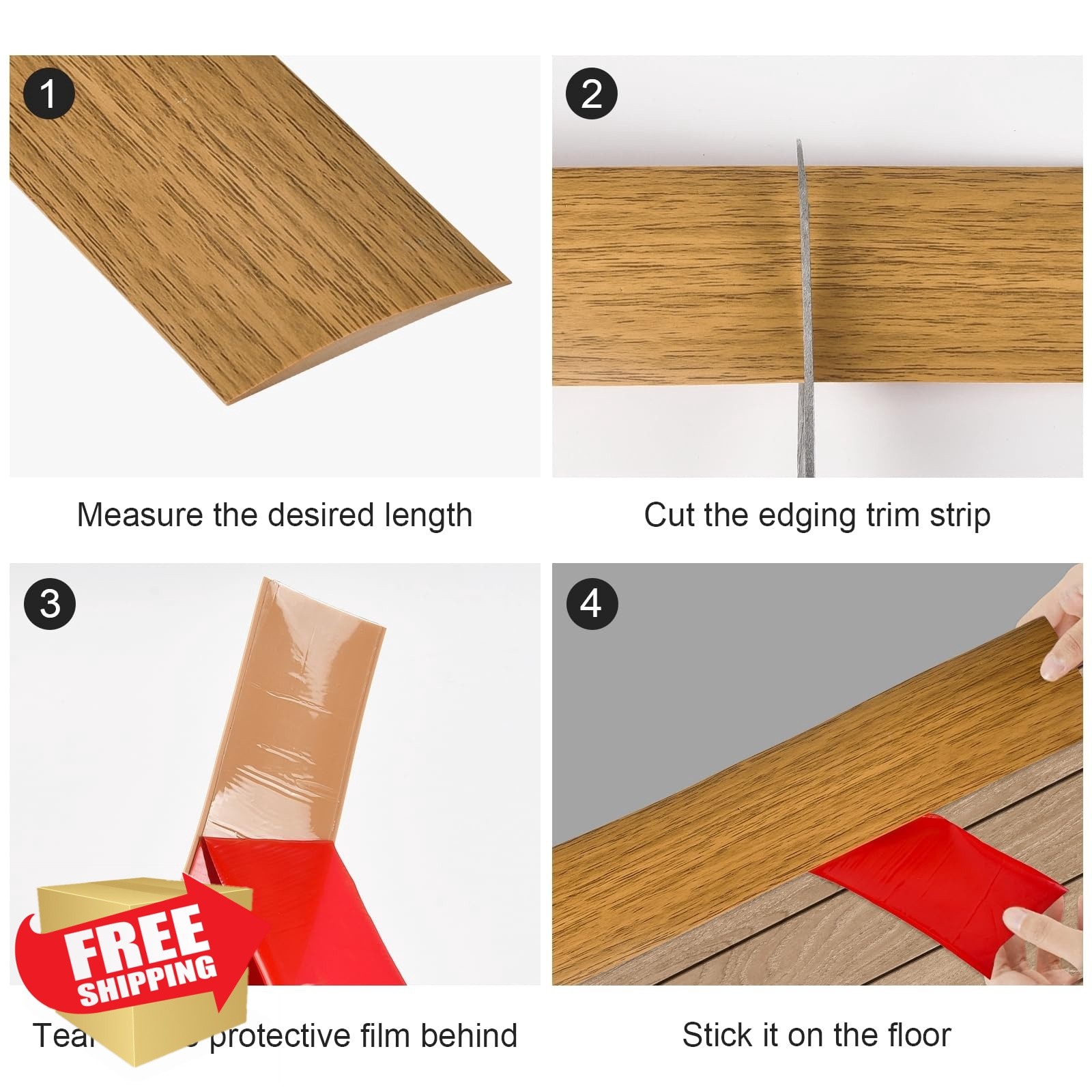 Farady 20Ft Light Brown Wood Grain Floor Strip