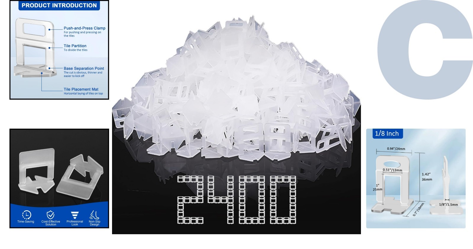 DIY & Professional Tile Leveling Spacer Clips – 2400 Count for Seamless Finish