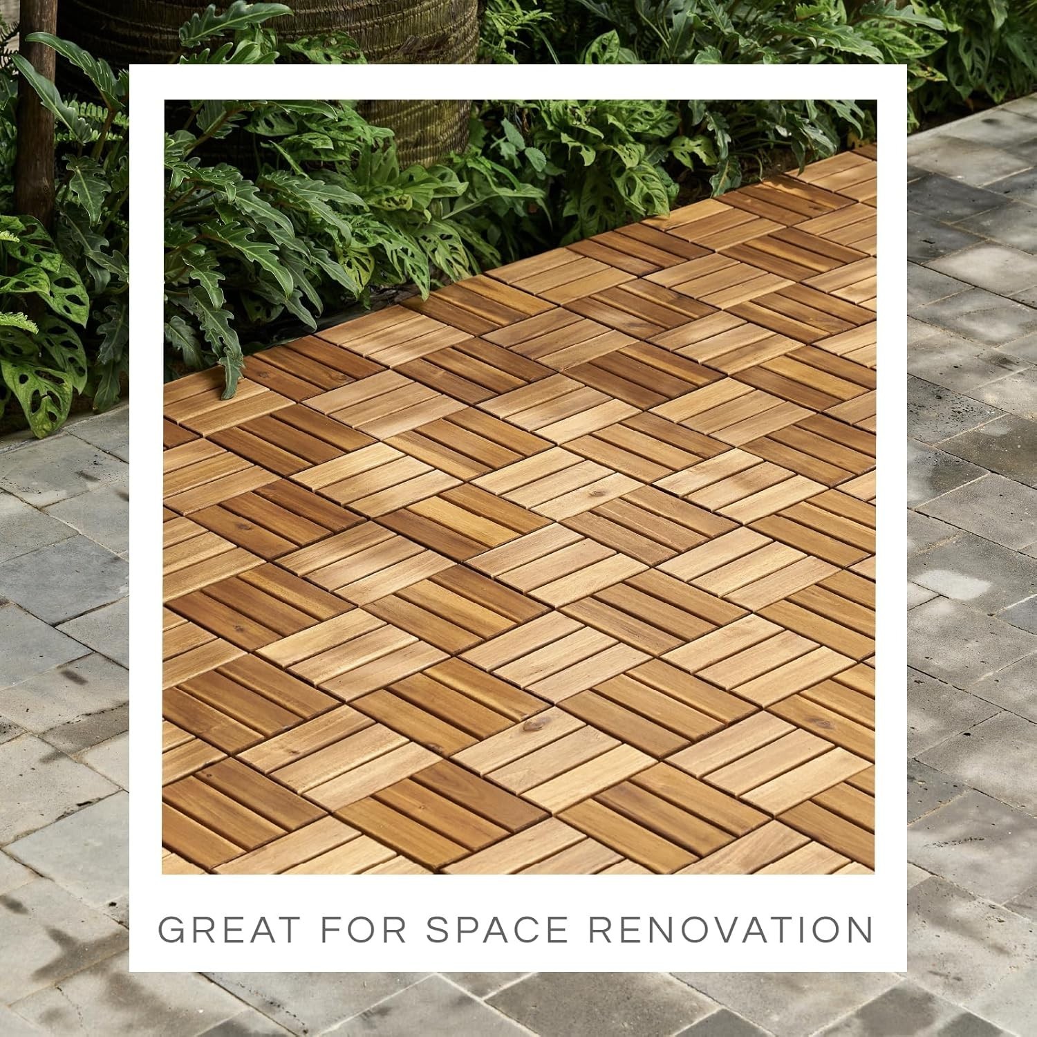 Stylish Golden Teak Interlocking Deck Tiles – Perfect for Backyard Elegance
