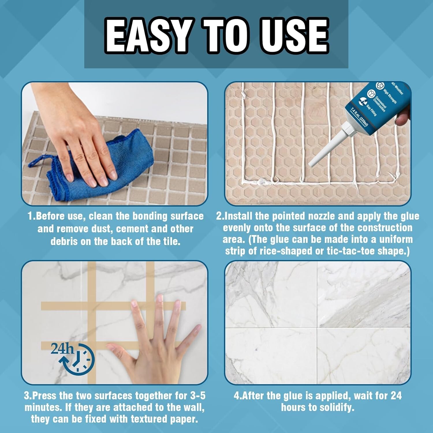 Construction Adhesive Heavy Duty, Cement Glue for Concrete, Tile, Cement, Floor