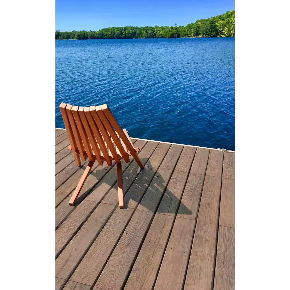 Roll Deck 4 Ft. X 32 In. Non-Slip Thermo-Treated Wood Deck Tile in Brown (1-Piec