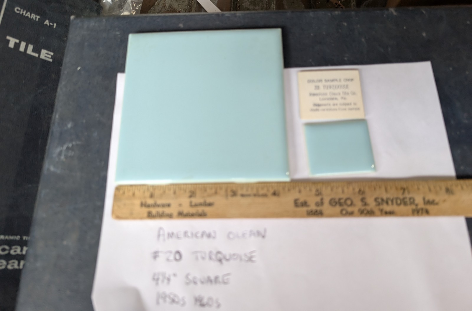 2 pcs American Olean Vintage Ceramic Wall Tile 4-1/4″ #20 “Turquoise” 1950s USA