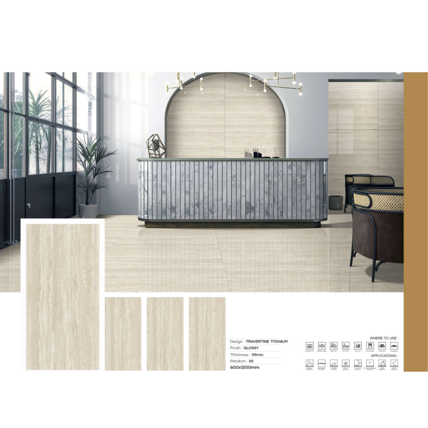 My Luxury Flooring MK GLOSSY Travertine Titanium Porcelain Tiles – 24×48 In Tile