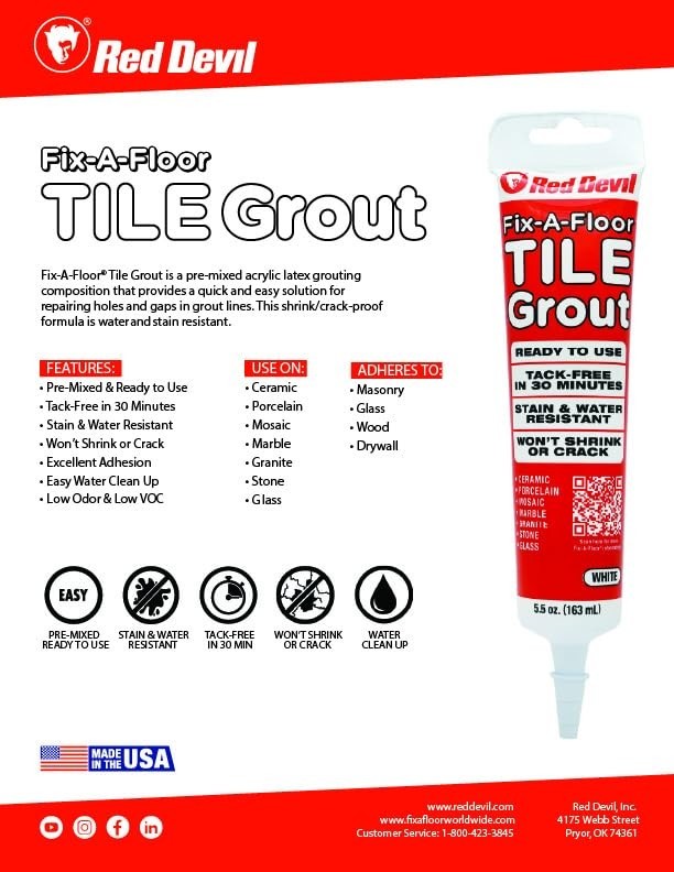 Versatile White Grout for Ceramic, Marble & More – 5.5oz Squeeze Tube