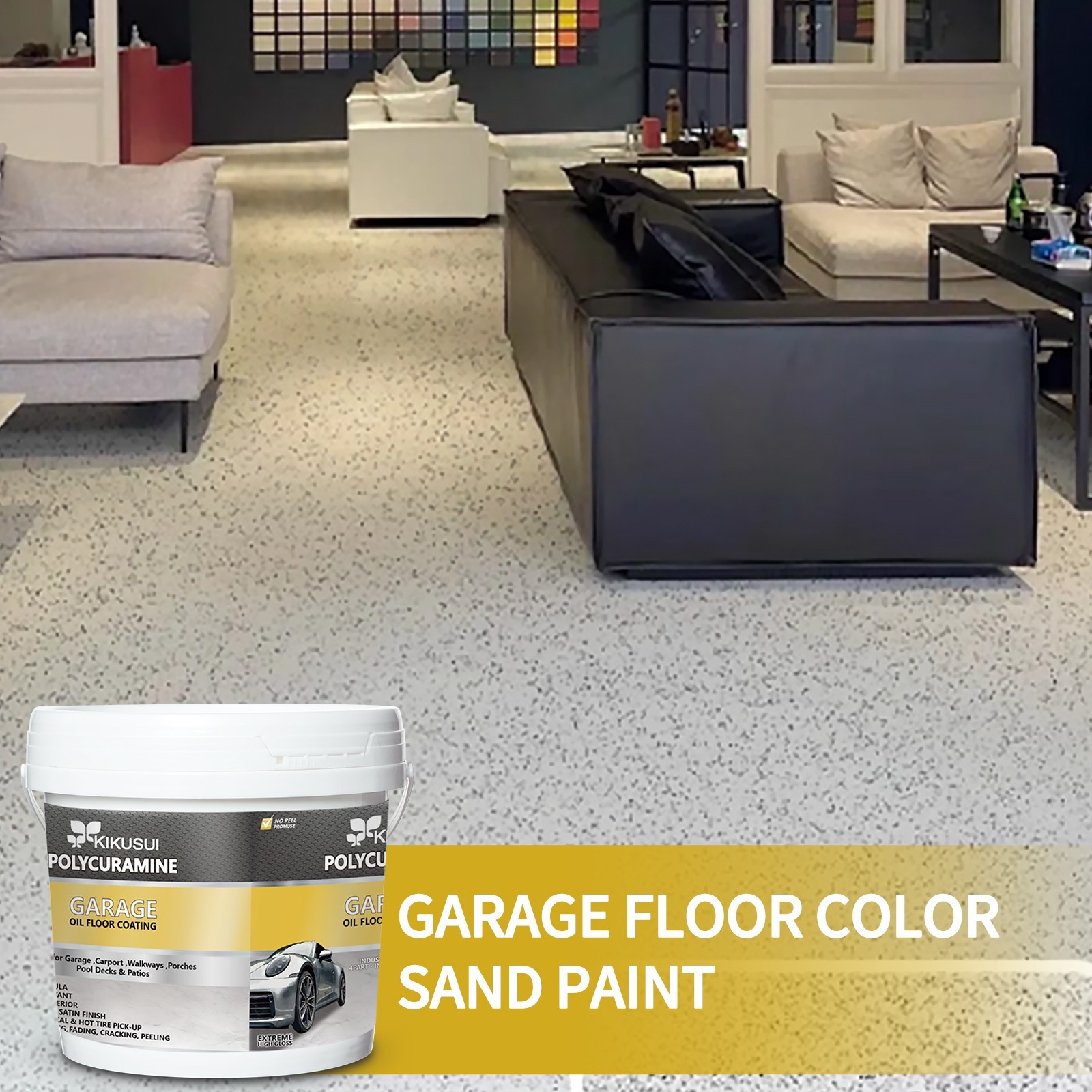 Epoxy Colored Sand Floor Paint 2.82Gal Self-Leveling Non-Slip Waterproof